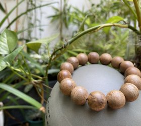 Vòng trầm tốc đơn, hạt 14 mm, 15 hạt