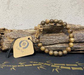 Vòng trầm tốc Mân Côi đơn, hạt 8 mm, 20 hạt